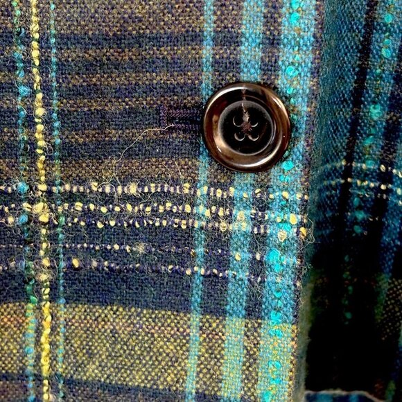 j. jill Wool Blend Tartan Plaid Womens 18 Button Front Blue Green Skirt Academia - Picture 3 of 9